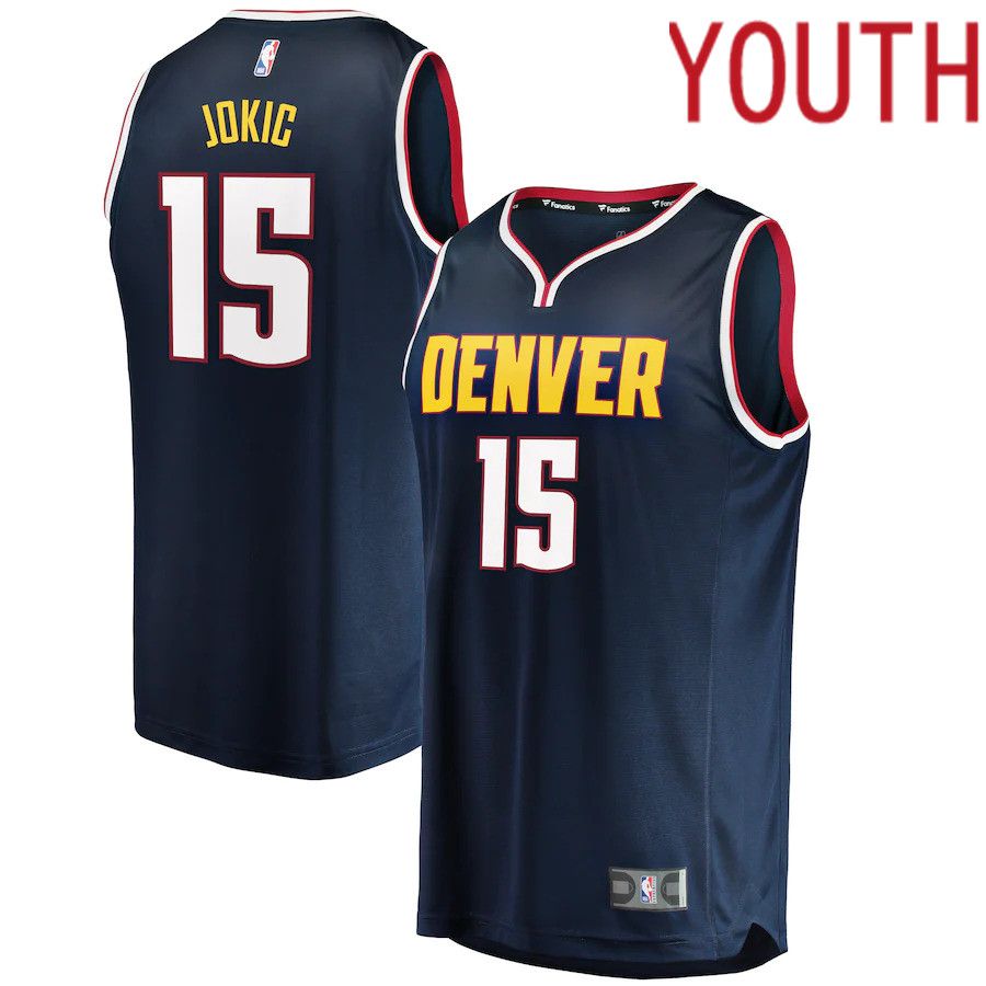 Youth Denver Nuggets #15 Nikola Jokic Fanatics Branded Blue Fast Break Replica NBA Jersey